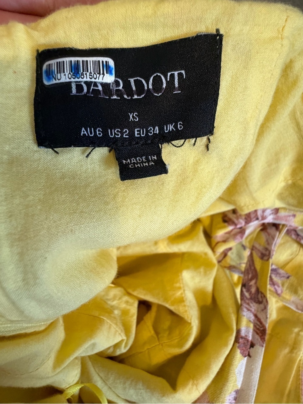 Bardot LaBella Floral Midi Dress Size XS / 2 Yellow Pink Cottagecore Romantic - Picture 8 of 14